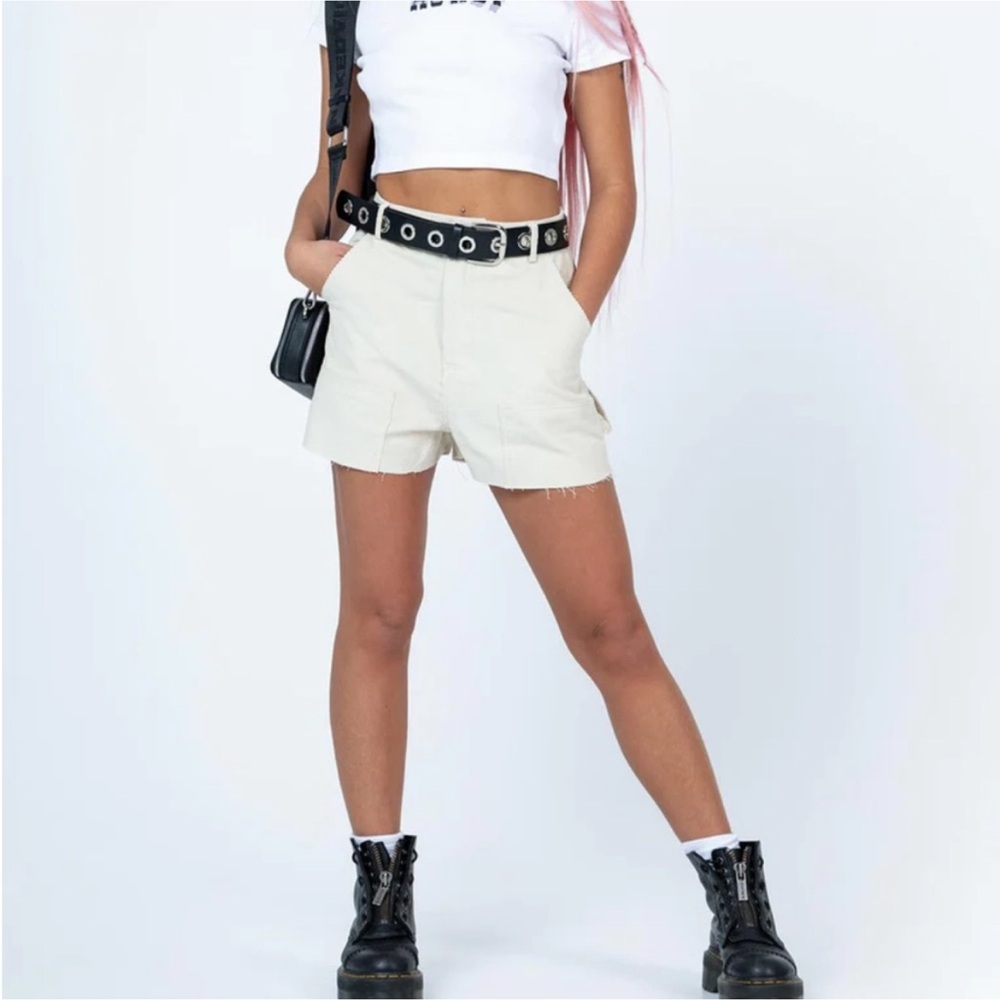 PRINCESS POLLY cut off corduroy carpenter shorts